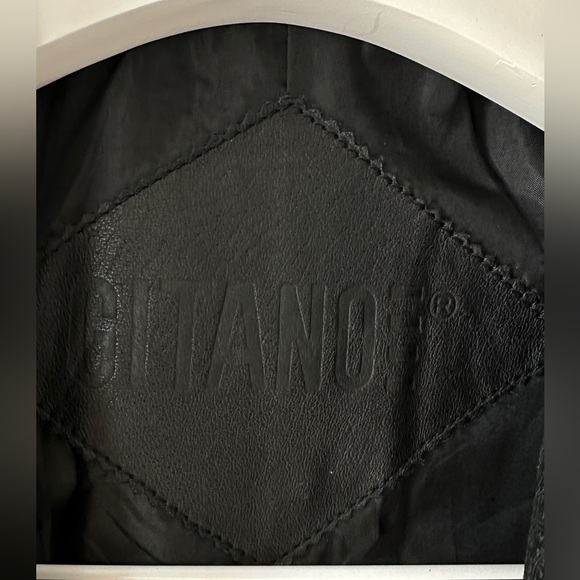 Vintage Black Contrasting Genuine Leather Trench Coat By Gitano Size S - Picture 3 of 13